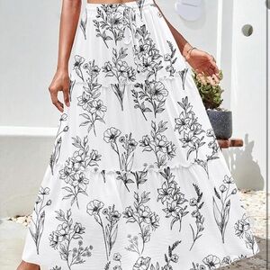 NWOT Zeagoo Floral White Maxi Skirt
